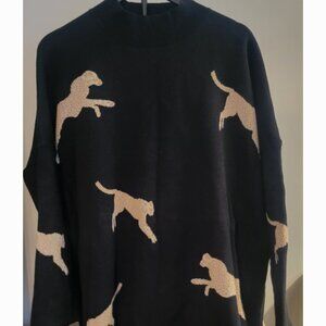 Entro XL Black Sweater with Leopards